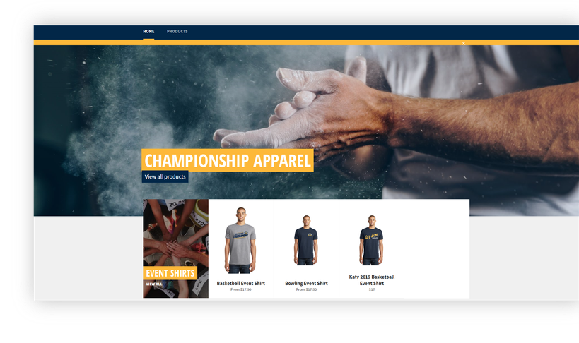 Custom championship stores built to make ordering for players and coaches easy