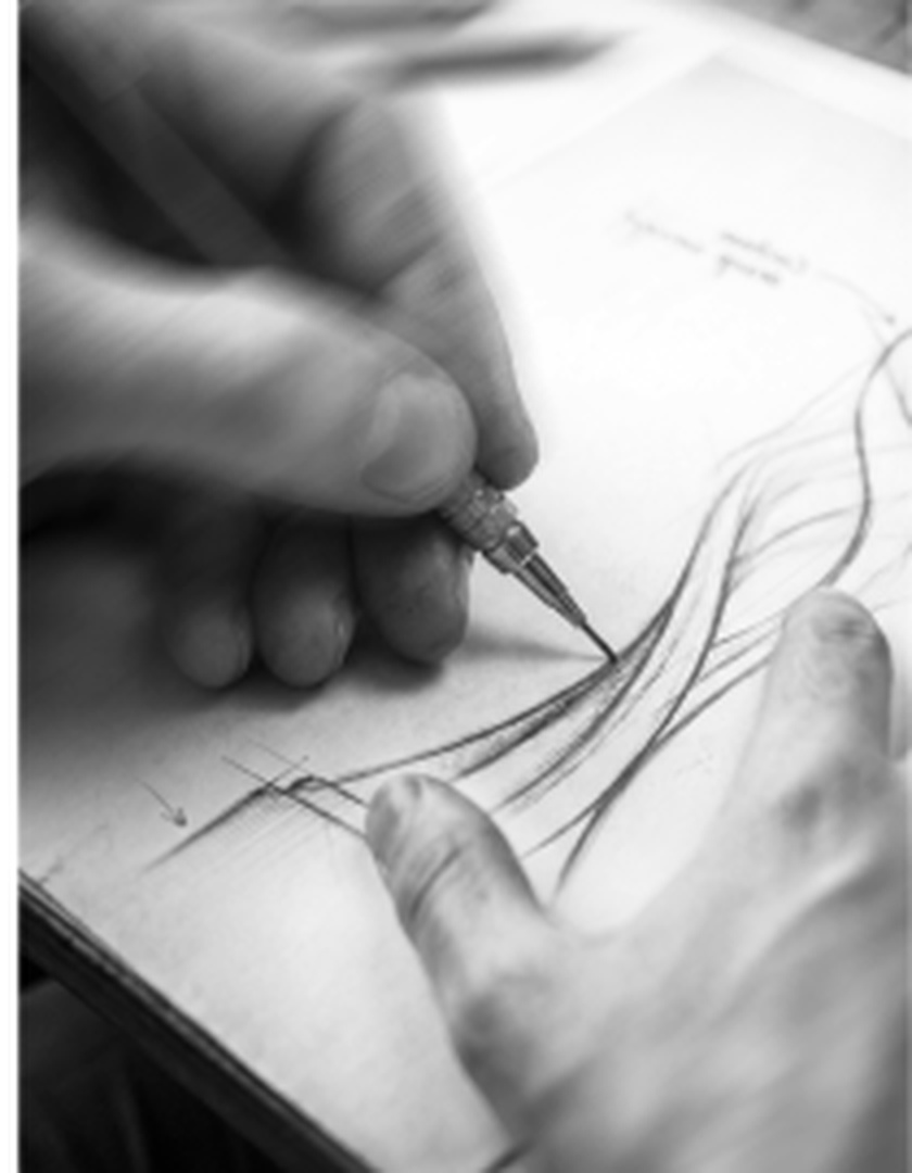 Trophy craft sketch and process photograph