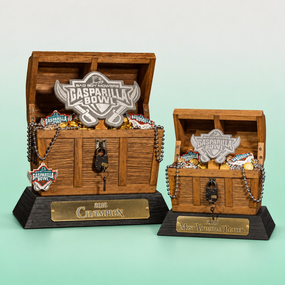 Bad Boy Mowers Gasparilla Bowl trophies
