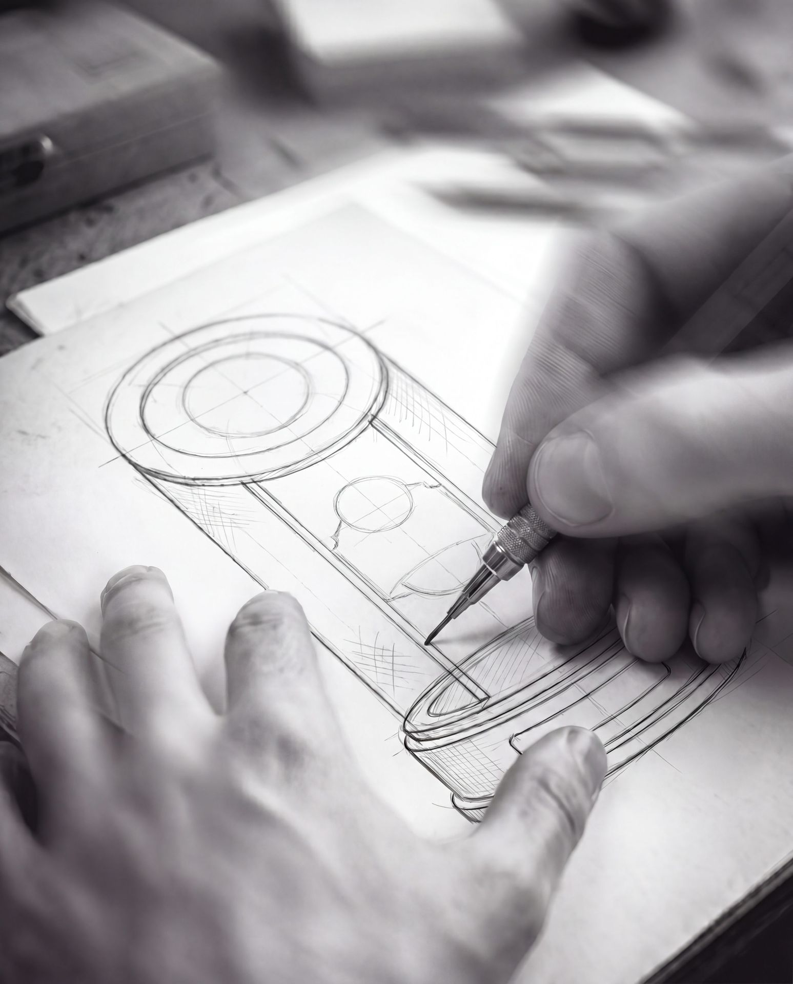 Hand sketching a custom trophy design
