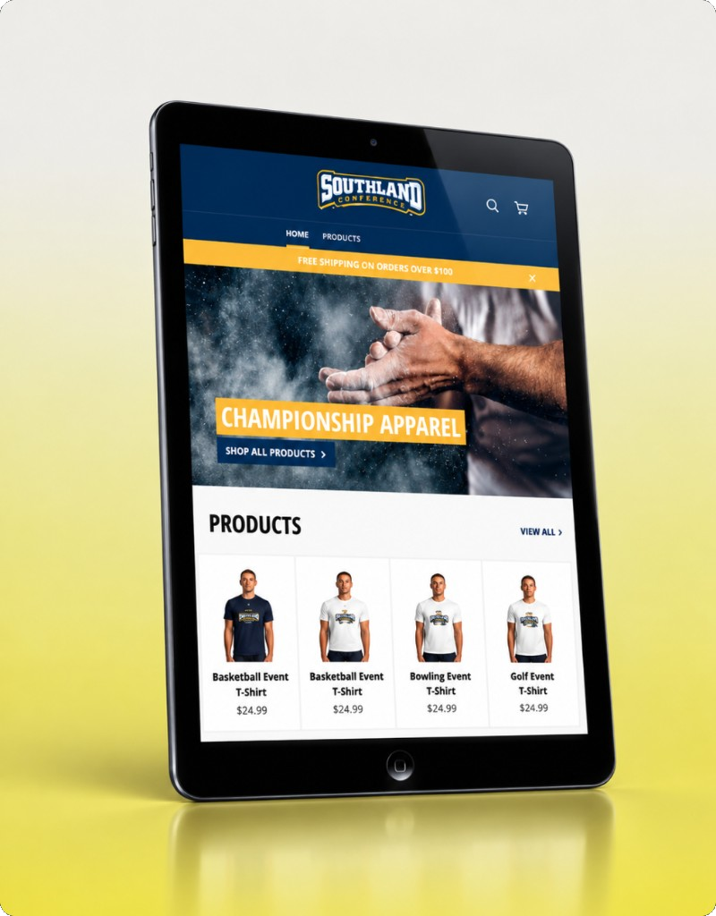 Southland Conference store mockup tablet