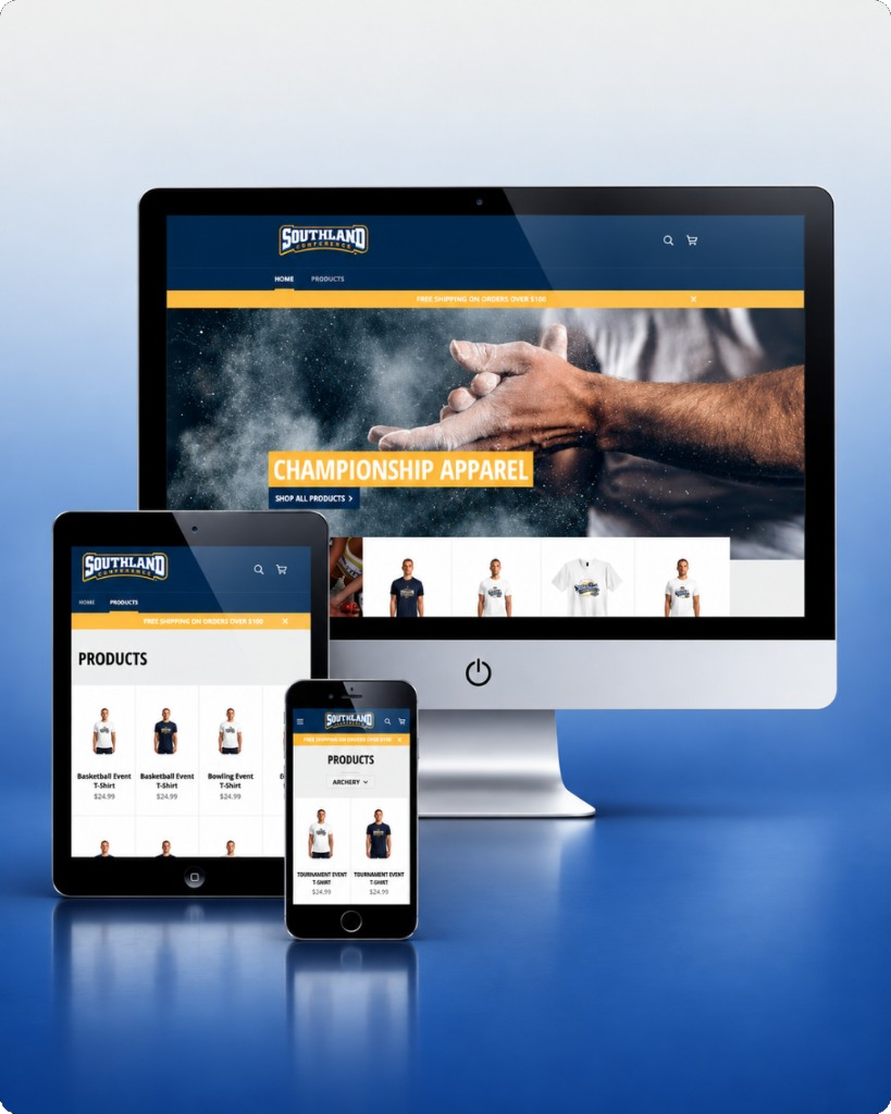 Southland Conference store mockup multi-device
